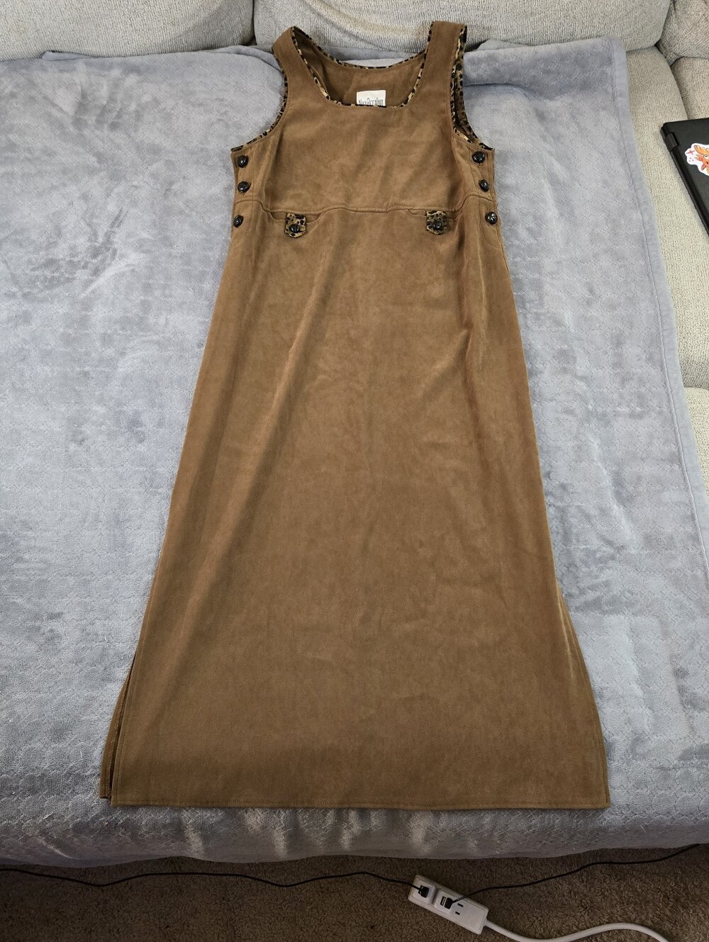 Vintage Style Nina Piccalino Brown Maxi Pinafore Jumper